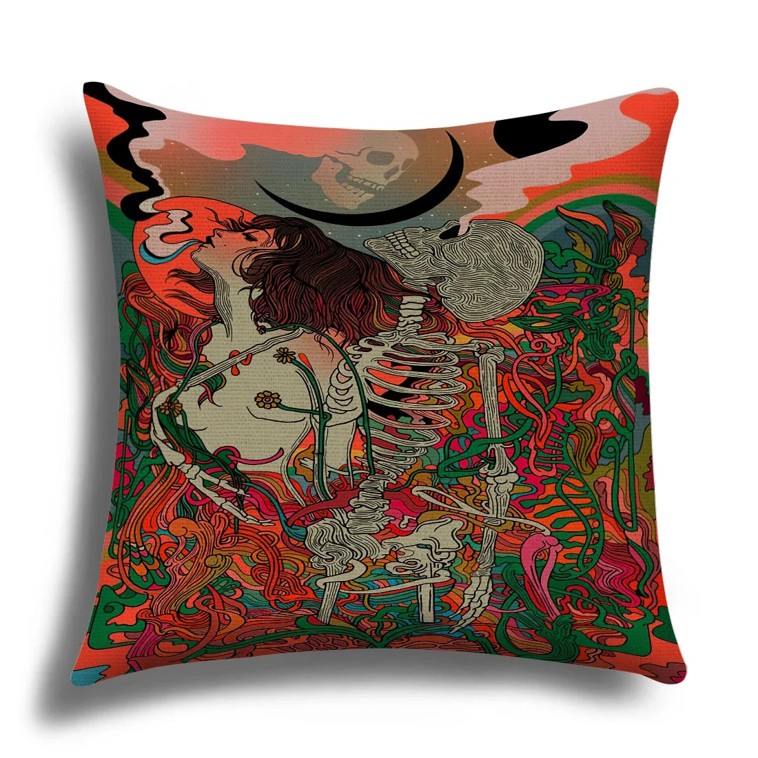 Skull Cushion Cover Linen Pillowcase