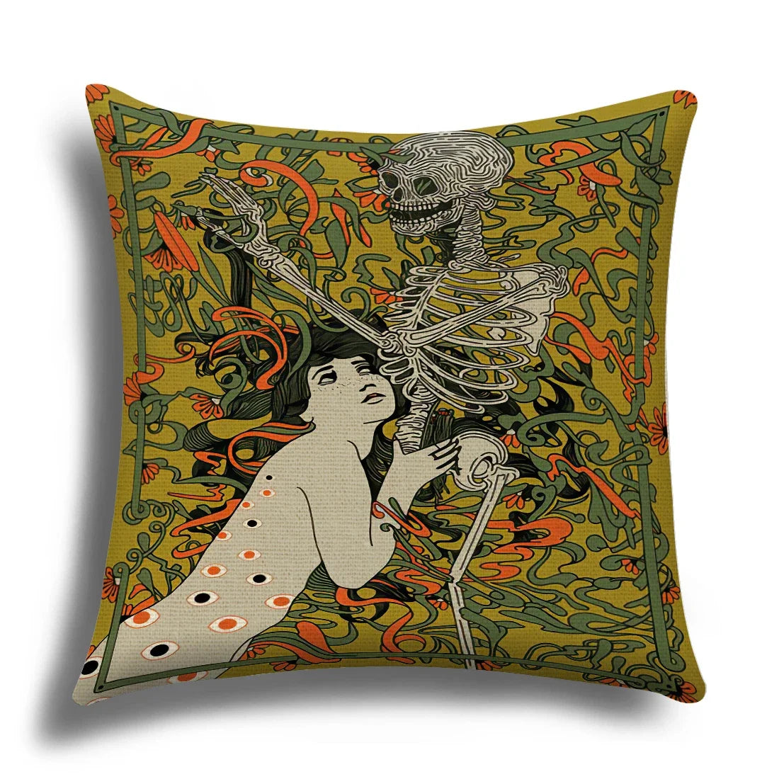 Skull Cushion Cover Linen Pillowcase