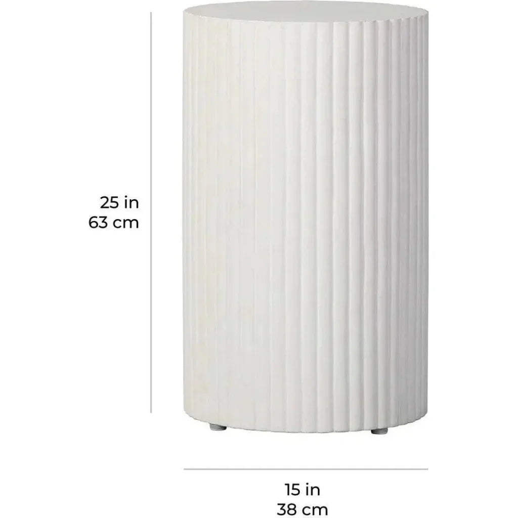 Scallop Accent Table Tall - White Outdoor End Table