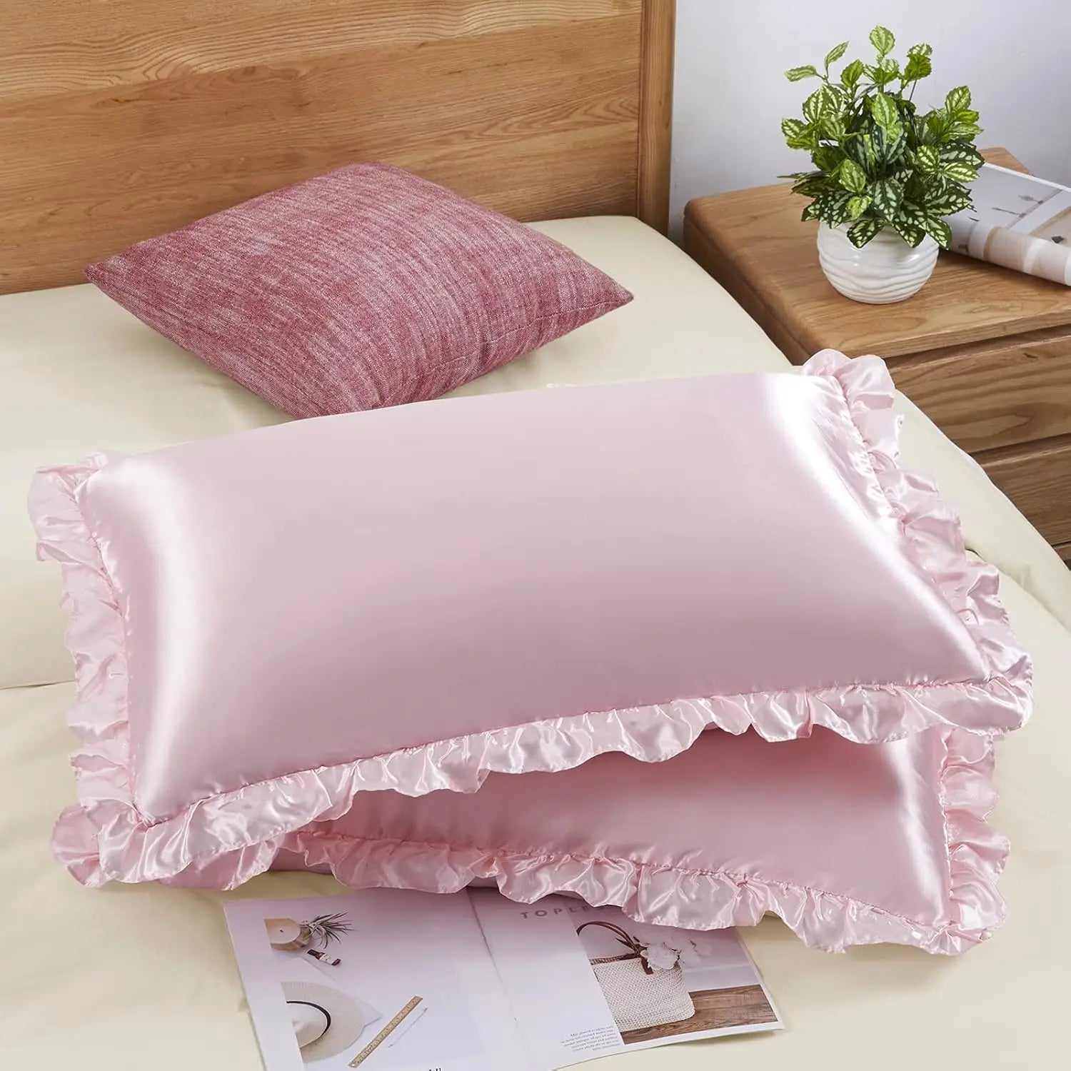 Satin Ruffle Pillowcase Set Silky