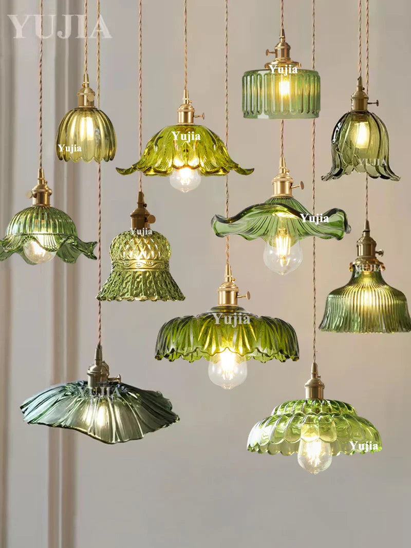 DecorBites™ Green Glass Pendant Light Fixture