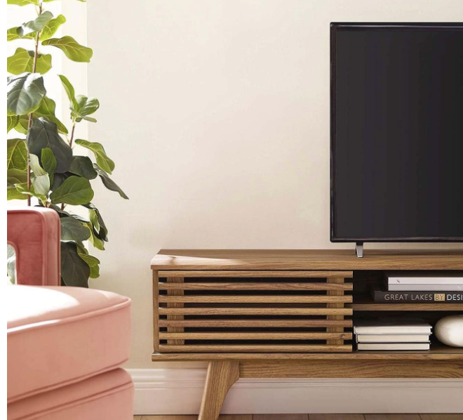 70 Inch Mid Century Modern Walnut TV Stand Console