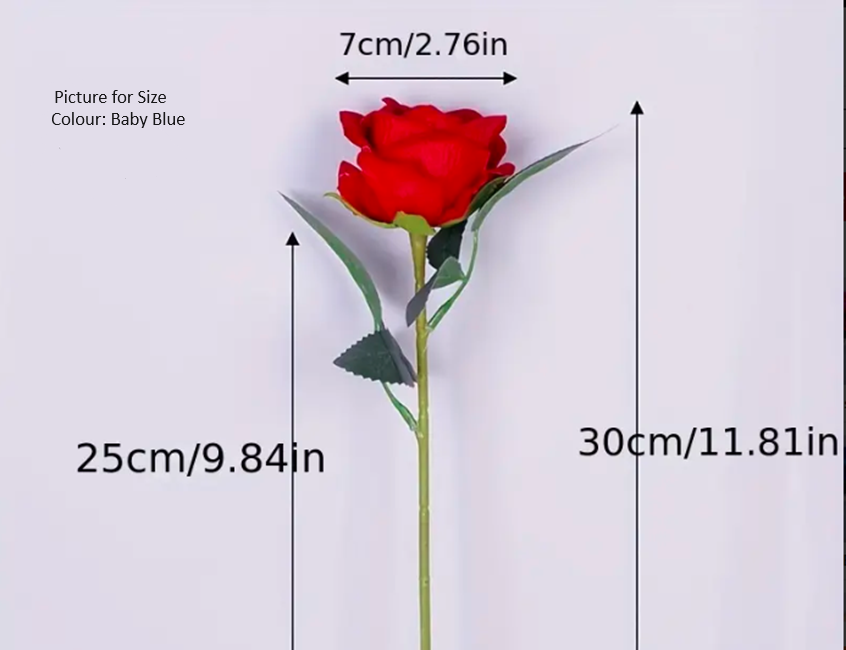 12-Piece Baby Blue Artificial Silk Roses - 30cm/11.81inch Long Stemmed Flowers-1