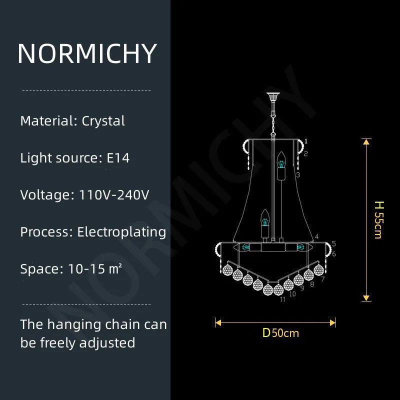 DecorBites™ Crystal Chandelier Large High Ceiling
