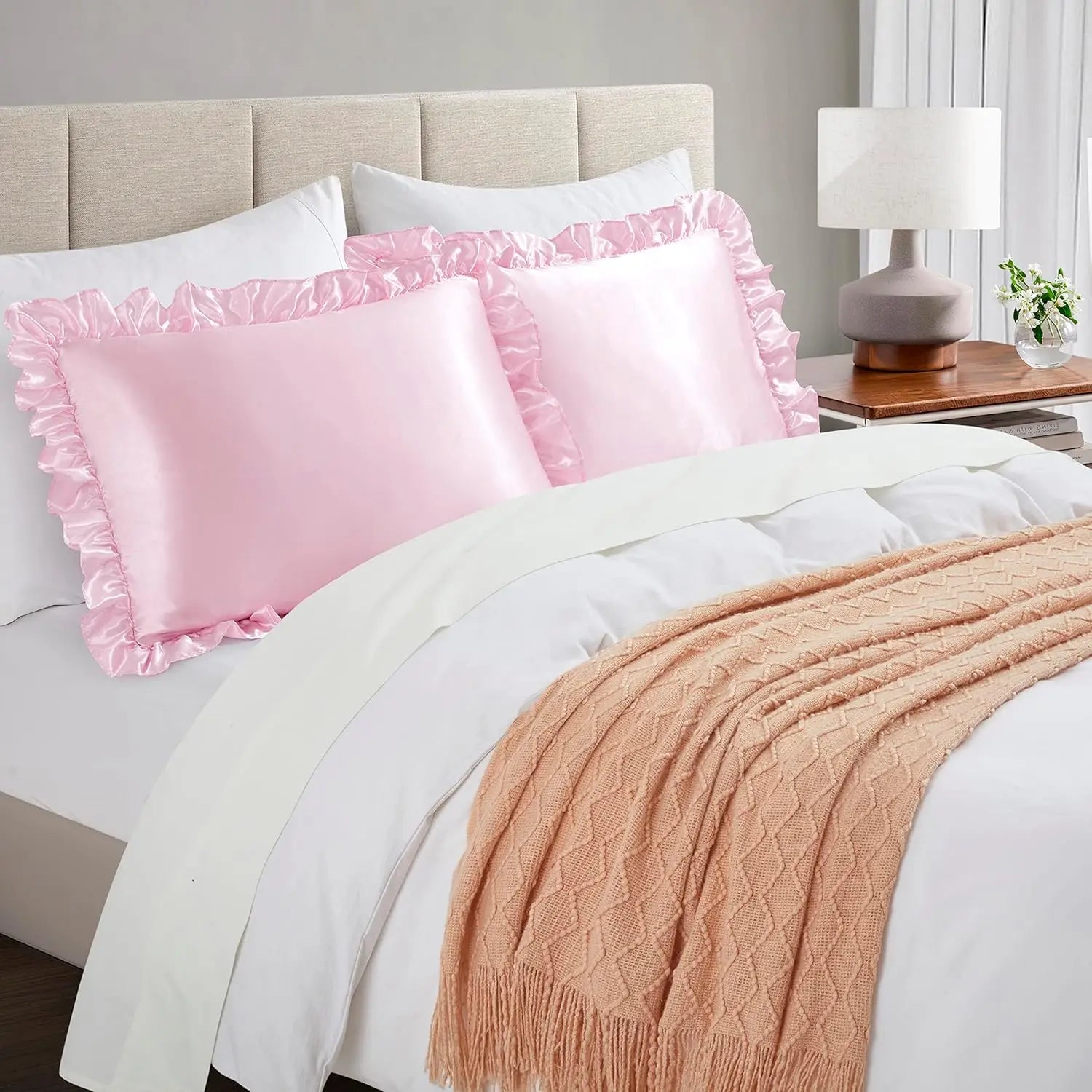 Satin Ruffle Pillowcase Set Silky