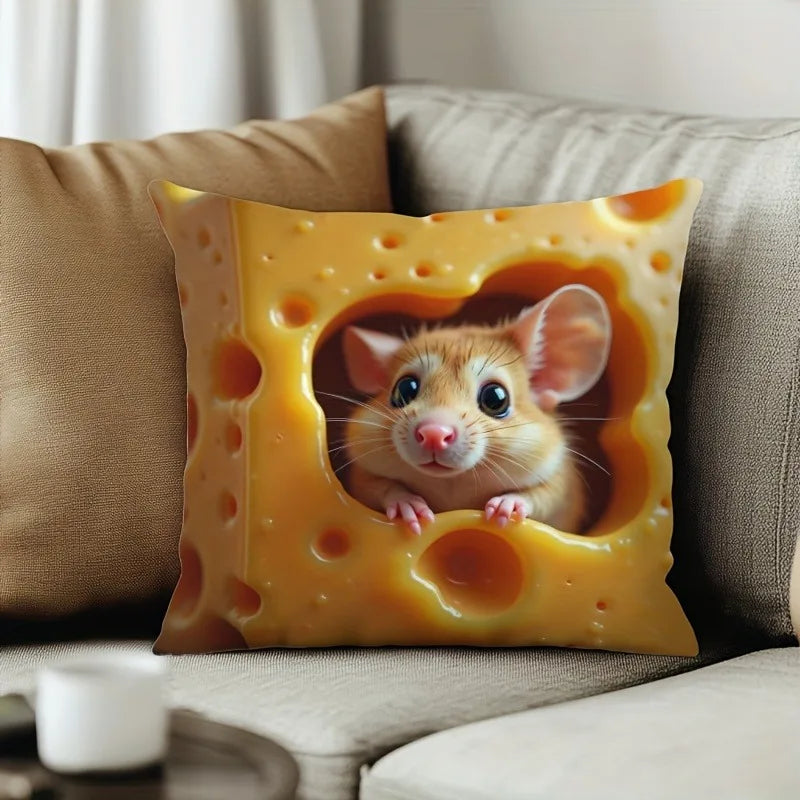 Mouse-in-Cheese Sofa Cushion Cover