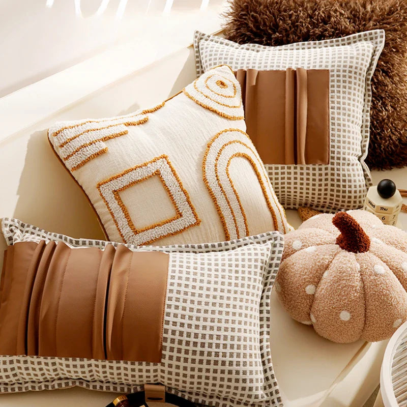 Brown Geometric Throw Pillow Cover