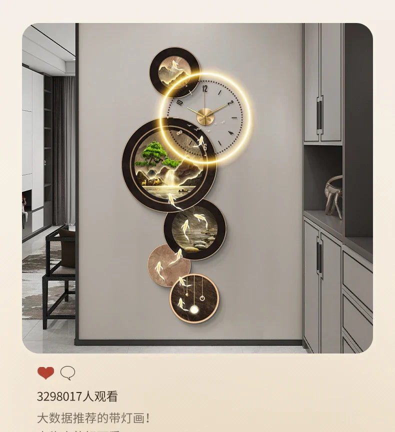 Dlight Decor Nine Fish Clock Wall Light Mural