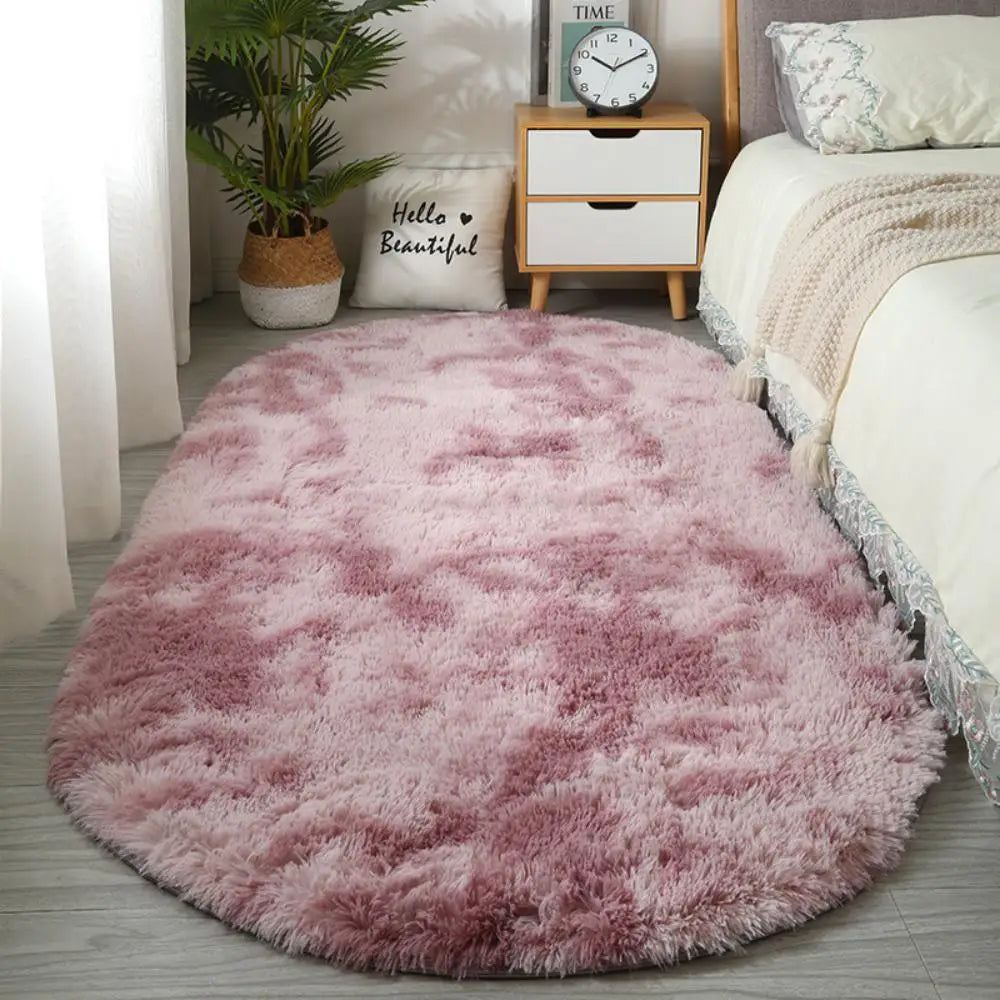 VIKAMA Soft Bedside Carpet Oval Carpet Girl Rug For Bedroom Carpet For Live Room Winter Warm Floor Mat Doormat Home Decoration
