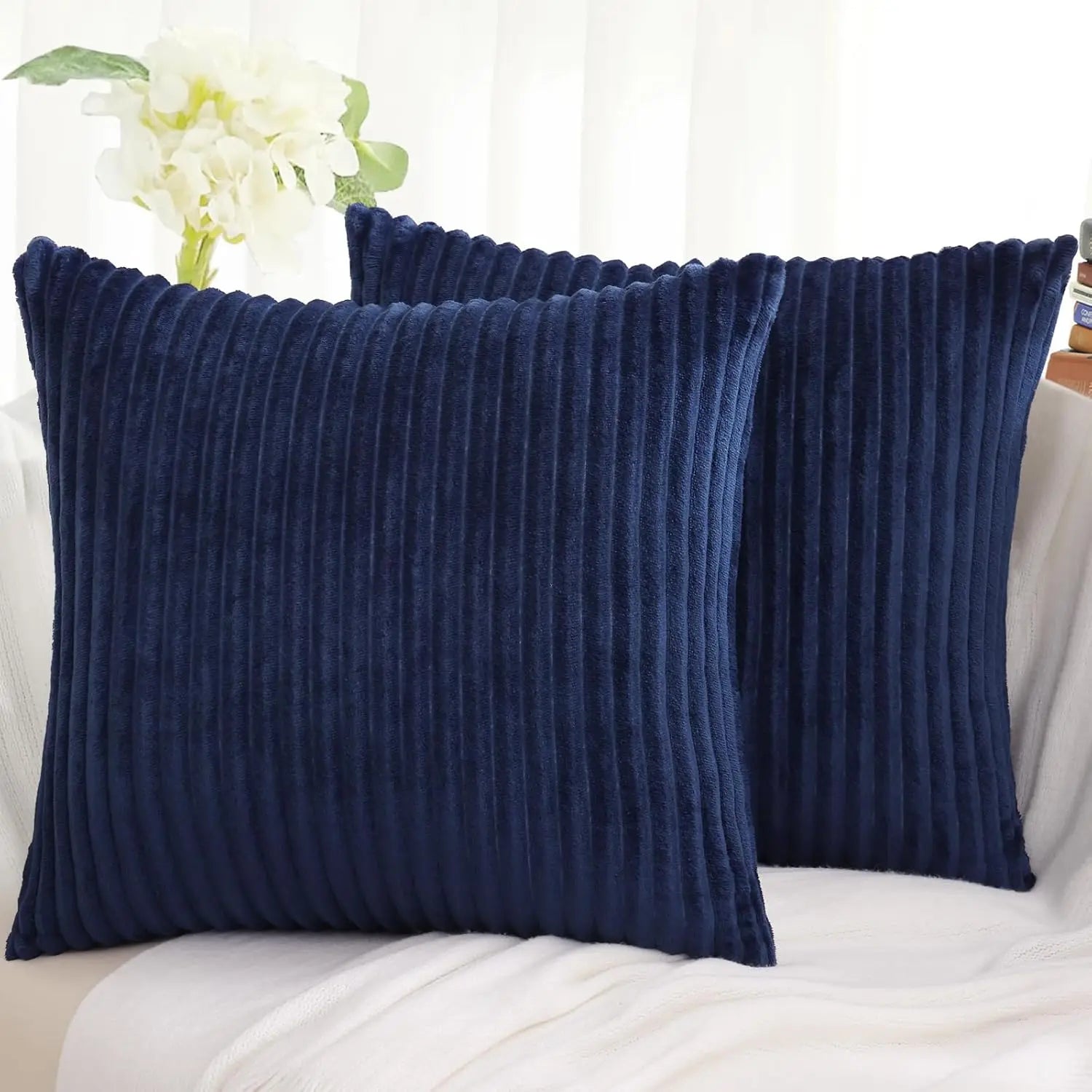 Striped Plush Square Pillowcases Set