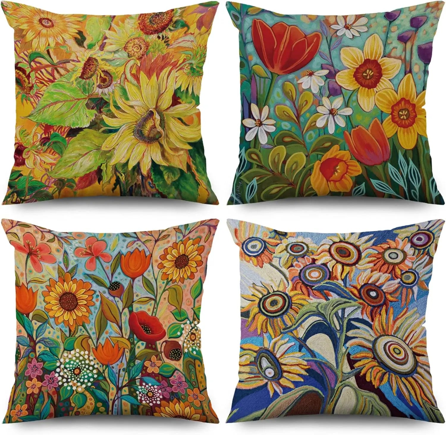 Flower Pillow Cover Retro Decorative