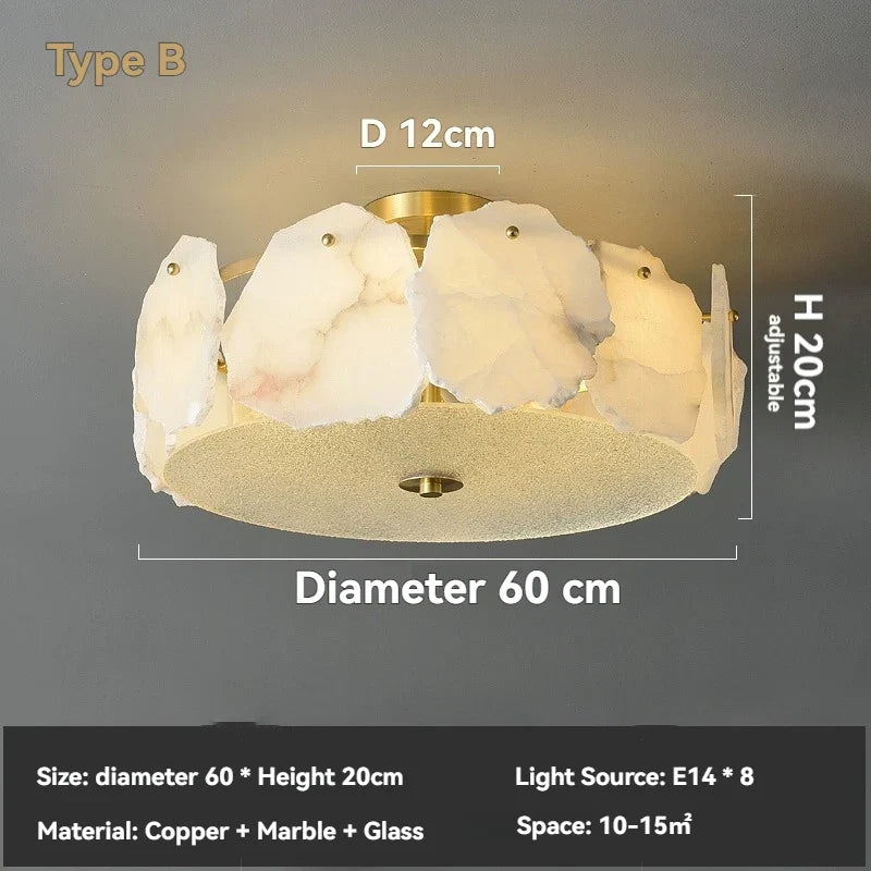 Marble Chandelier Round LED Light