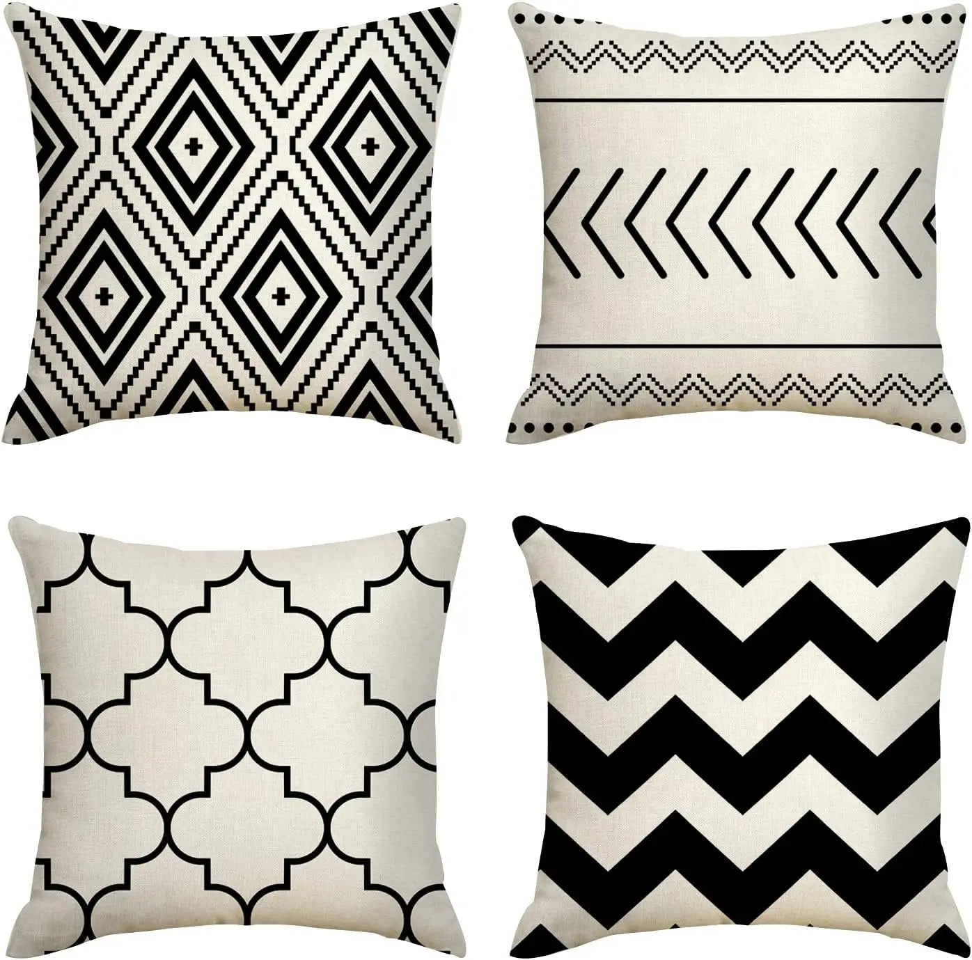 Geometric Linen Throw Pillow Covers