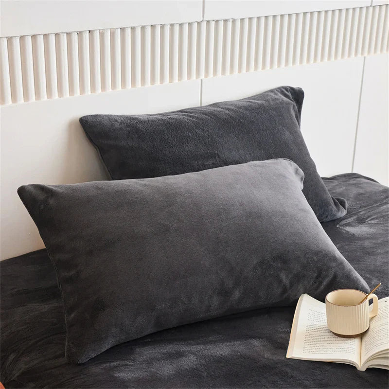 Milk Velvet Pillowcases Solid Color
