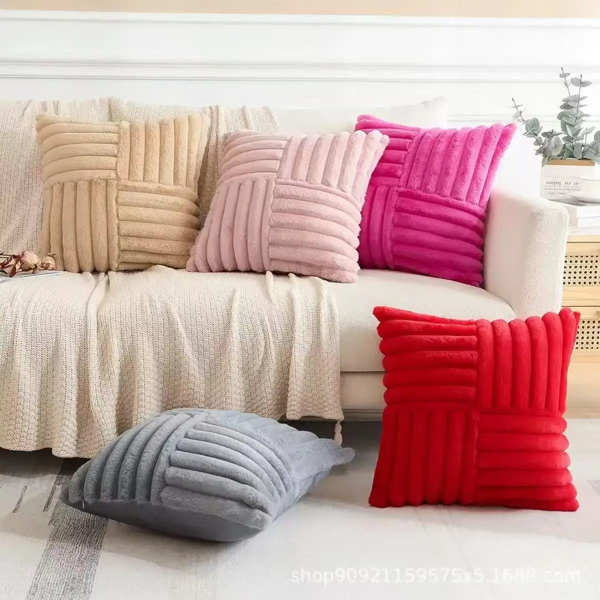 Artificial Plush Pillow Covers Set