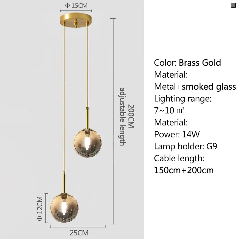 DecorBites™ LED Bedside Pendant Light Glass
