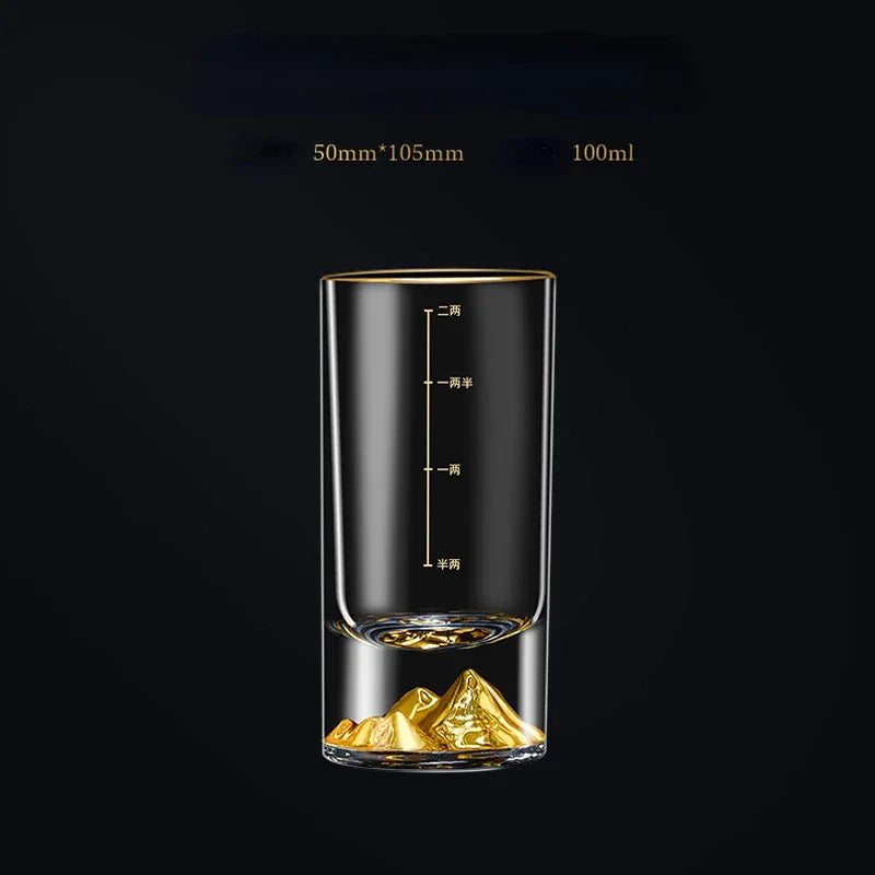 Dlight Decor 50ml/100ml Golden Mountain Shot Glass Thick Bottom Luxury Spirits Cup