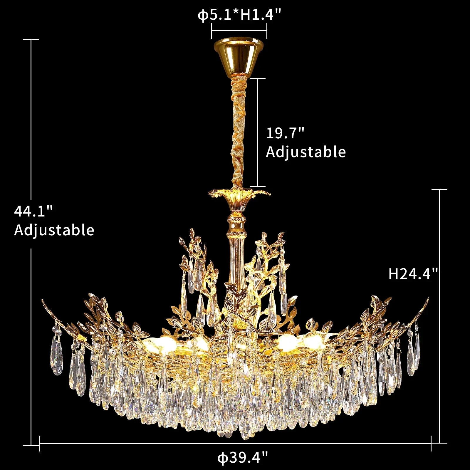Camille Gold Branch Crystal Chandelier