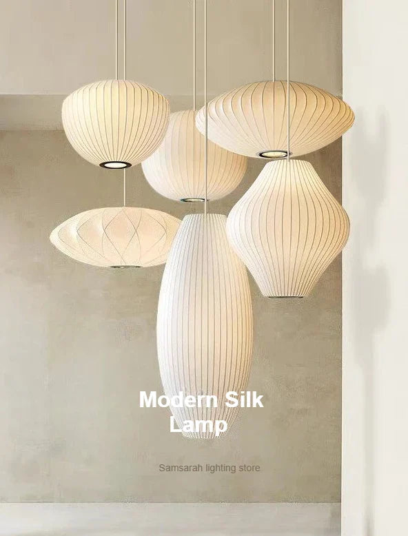 DecorBites™ Silk Pendant Lamp White Cloth