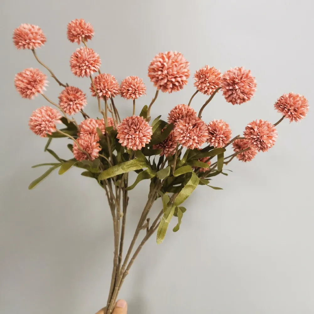 5-Head Pink Dandelion Flower Ball DIY Kit | Bouquet Silk Fake Flowers-1