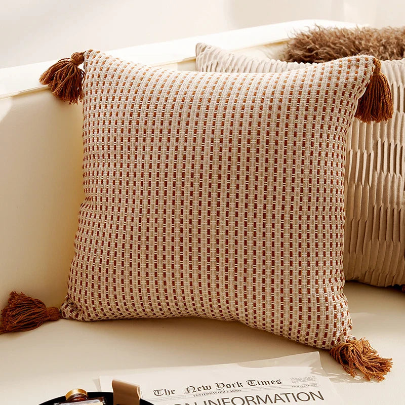 Brown Geometric Throw Pillow Cover