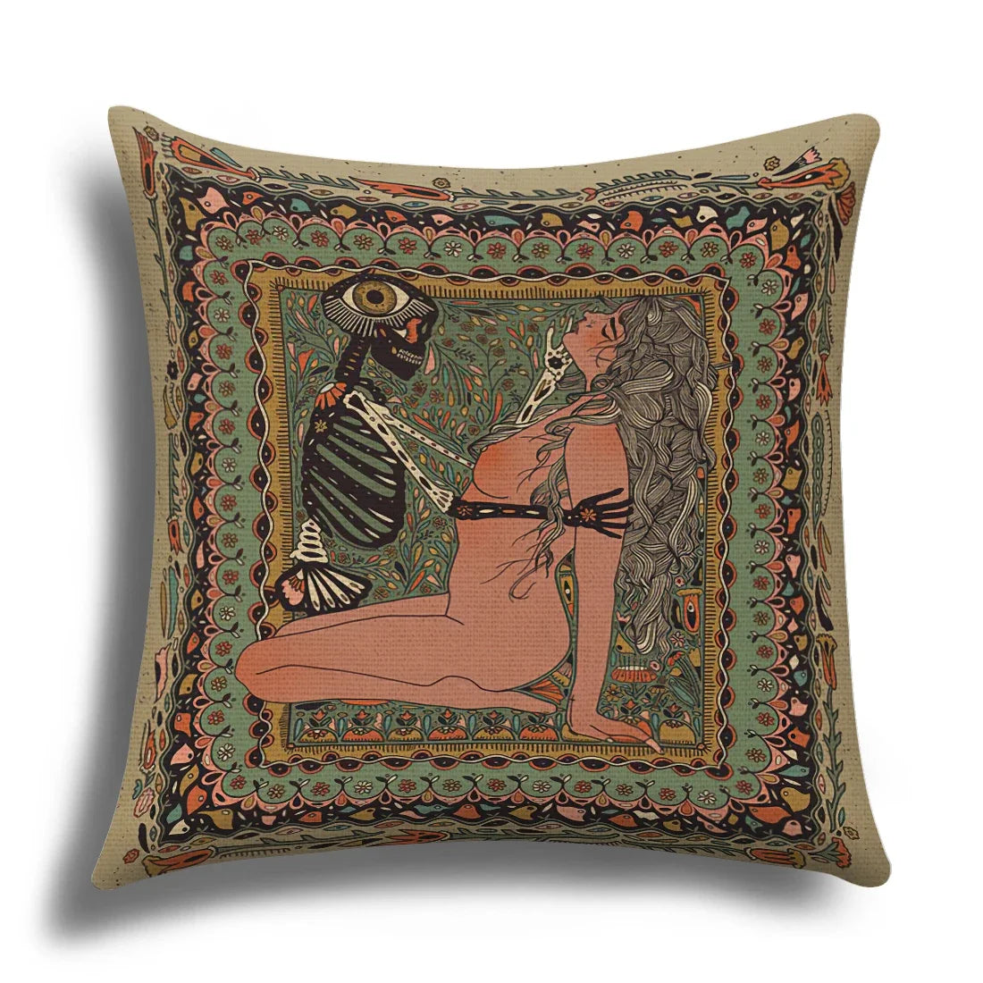 Skull Cushion Cover Linen Pillowcase