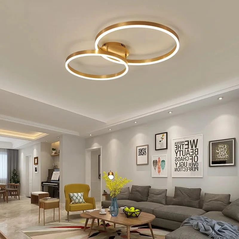 DecorBites™ Led Circle Chandeliers Golden Brown Lighting