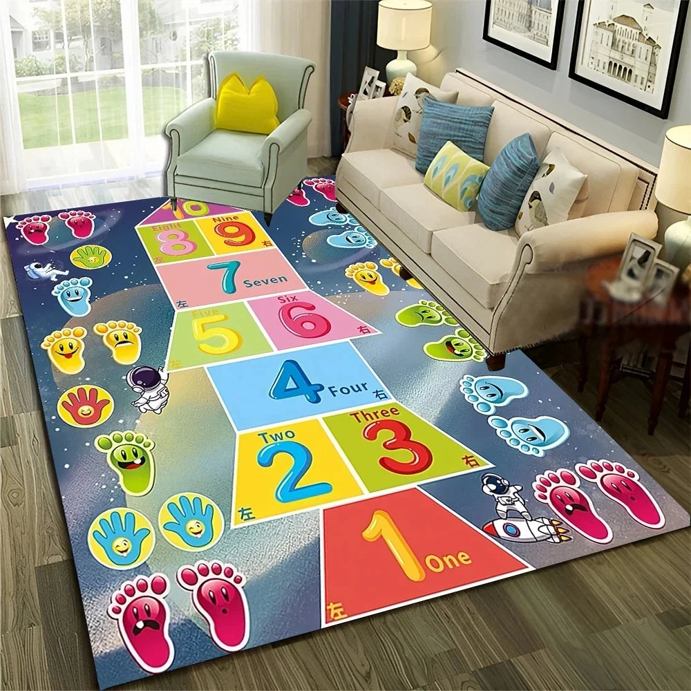 Children's Digital Games Boys and Girls Cartoon Carpet Living Room Sofas Door Mats Children's Anti Slip Floor Mats Home Decor