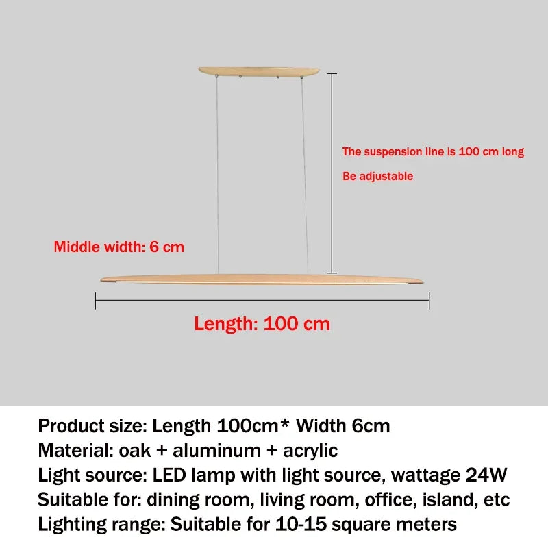 DecorBites™ Wooden Pendant Light Long Linear