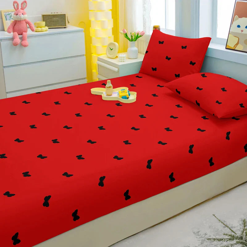 Butterfly Fitted Sheet Matte Bedding