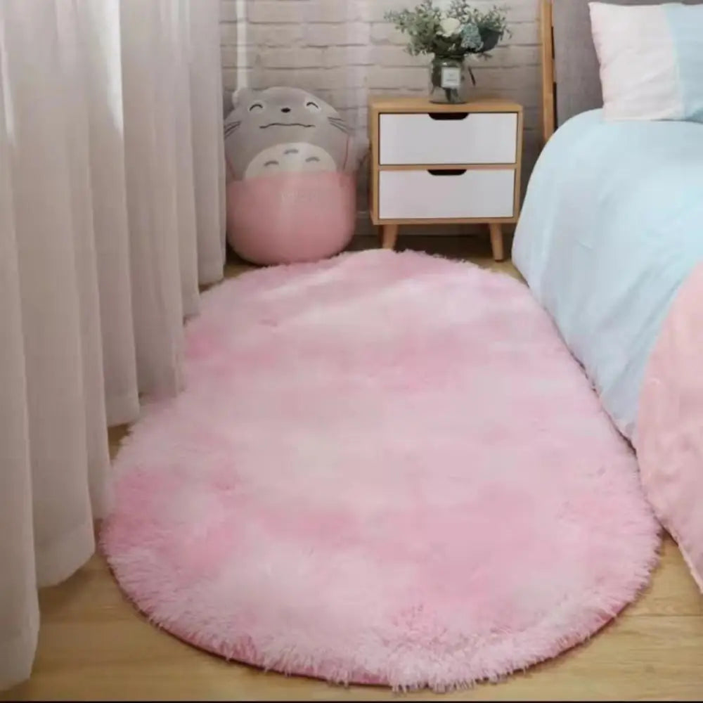 VIKAMA Soft Bedside Carpet Oval Carpet Girl Rug For Bedroom Carpet For Live Room Winter Warm Floor Mat Doormat Home Decoration