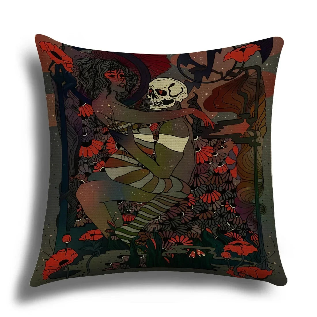 Skull Cushion Cover Linen Pillowcase