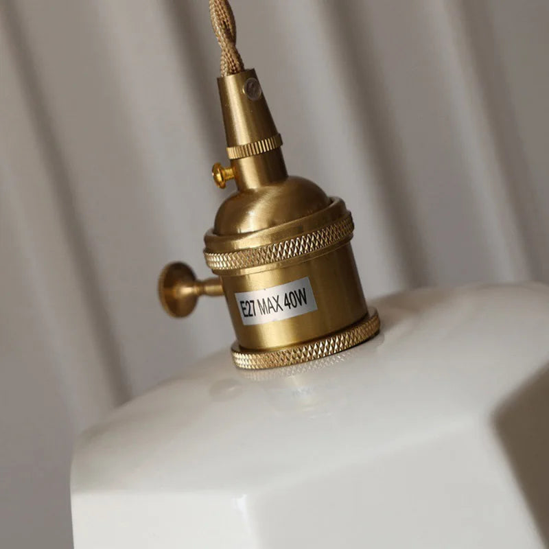 Ceramic Chandelier Brass Glazed