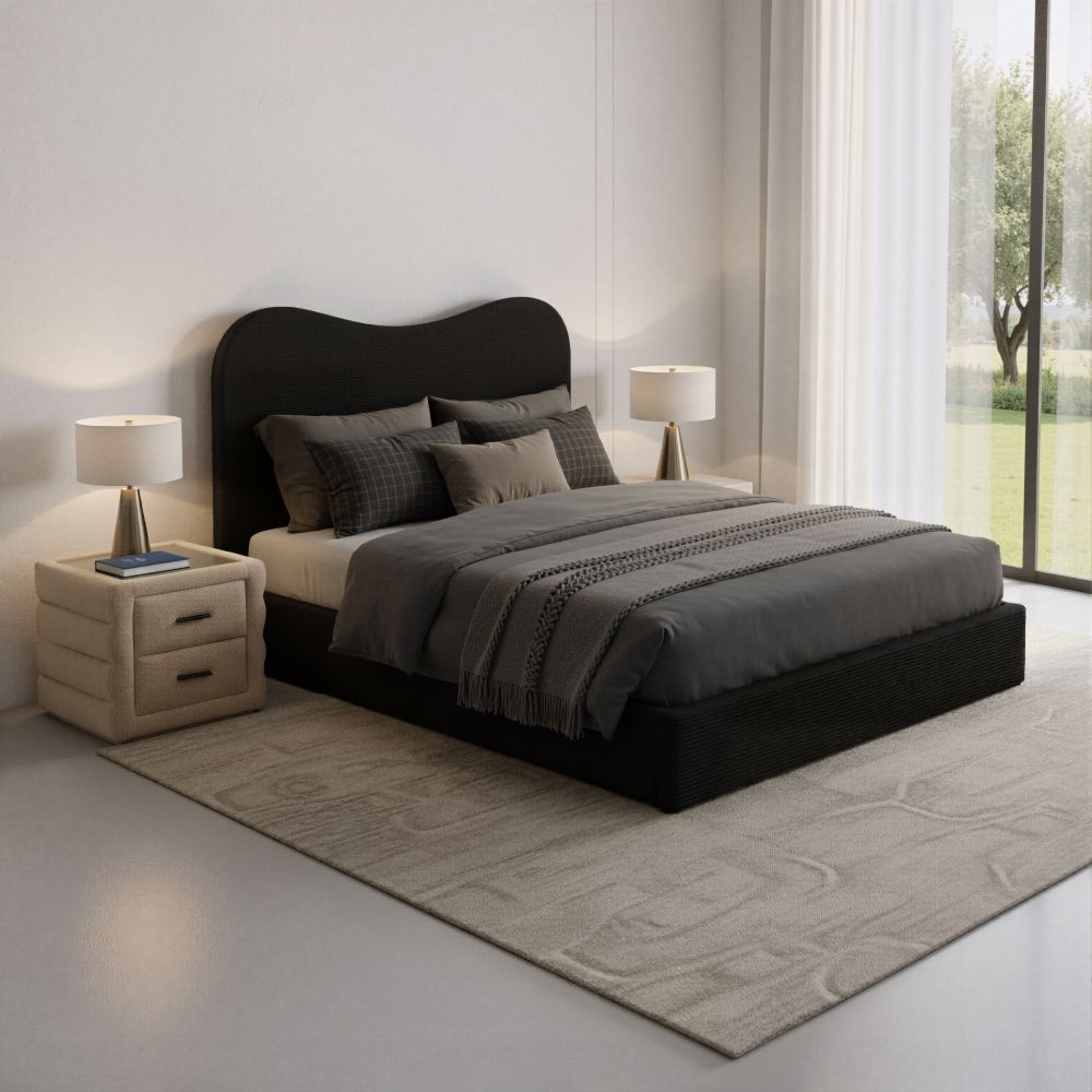 Sele Black Velvet Modern Bed