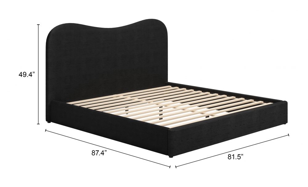 Sele Black Velvet Modern Bed