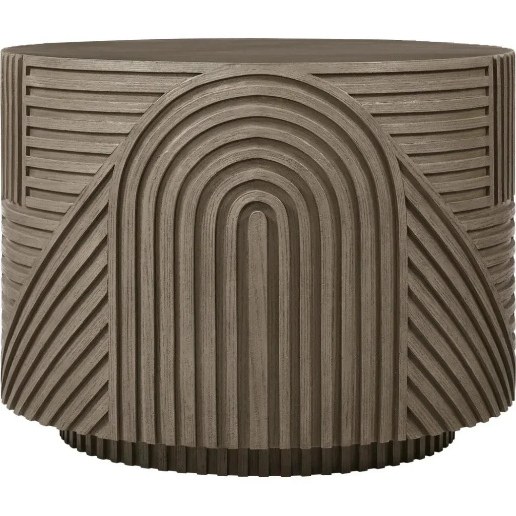 Serenity Round Drum Table - Brown Outdoor Accent Table