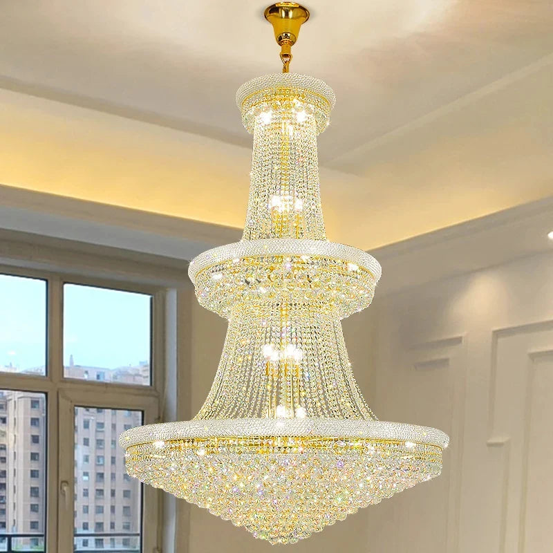 DecorBites™ Crystal Chandelier Large High Ceiling