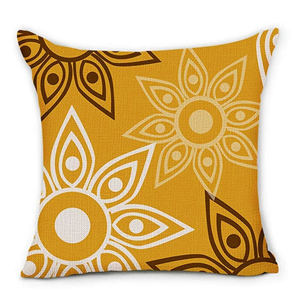 Linen Pillowcase Geometric Petal Design