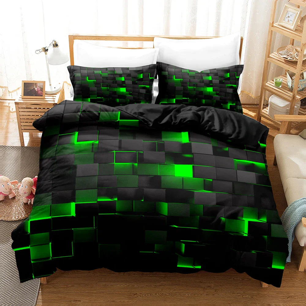 Red Grid Duvet Cover Set