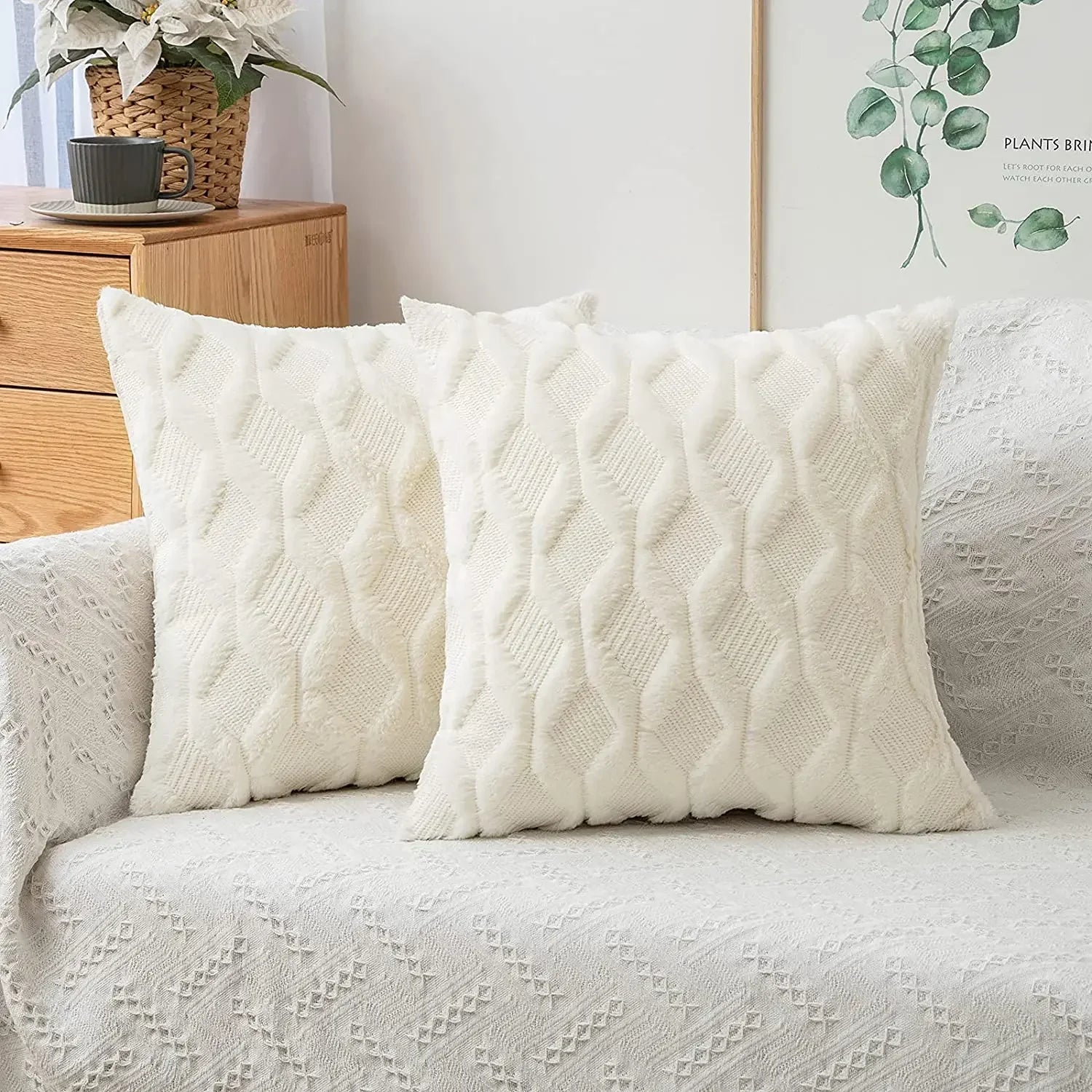 Fluffy Cushion Cover Plush Decorative