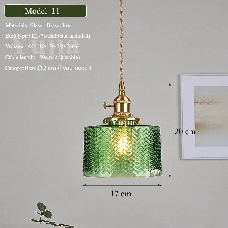 DecorBites™ Green Glass Pendant Light Fixture