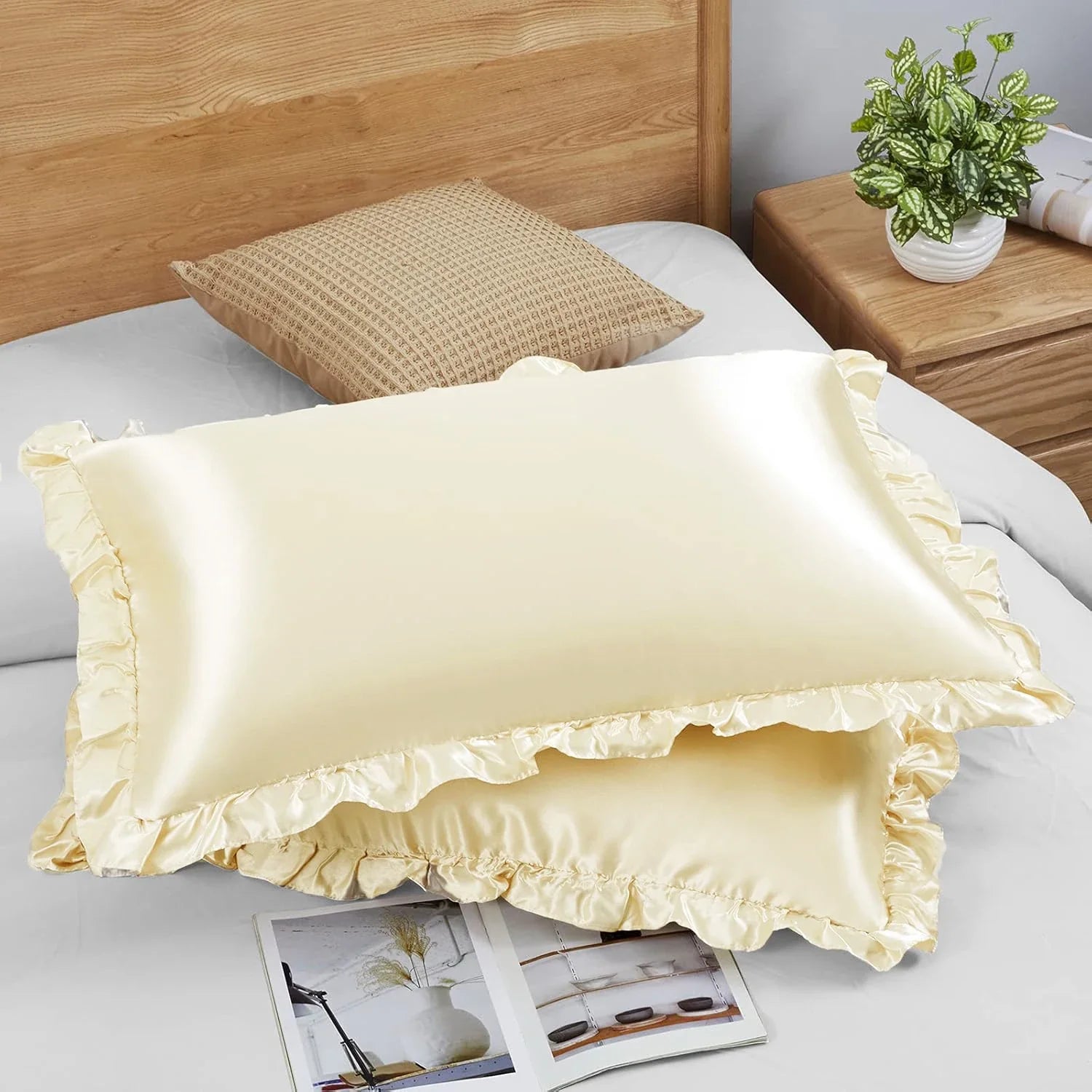 Satin Ruffle Pillowcase Set Silky