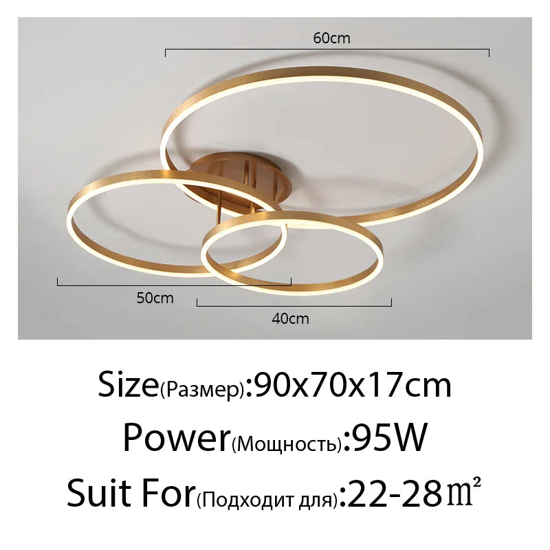 DecorBites™ Led Circle Chandeliers Golden Brown Lighting