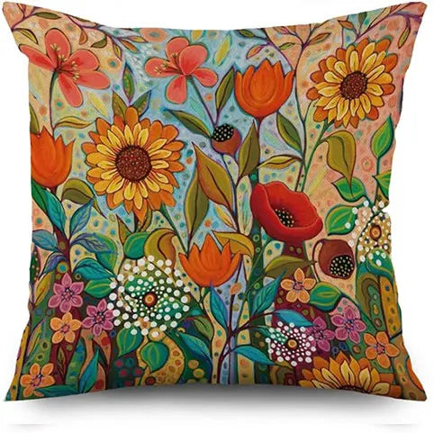 Flower Pillow Cover Retro Decorative