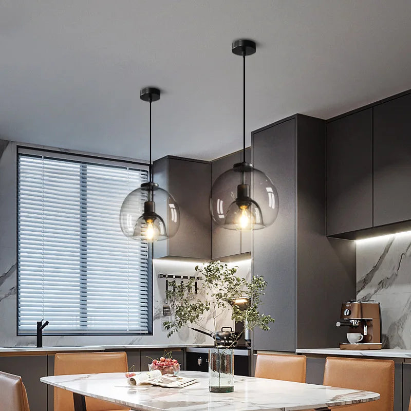 Glass Pendant Light Smoke Gray