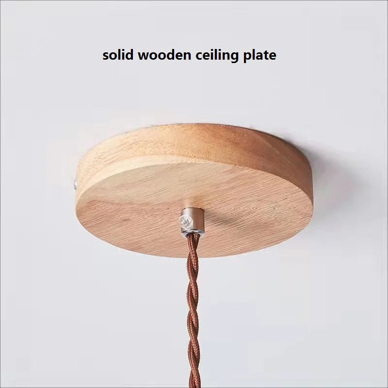 Retro Pleated Pendant Light For Living Dining Room Bedside Solid Wooden Ceiling Hanging Fabric Lampshade Bar Home Decoration
