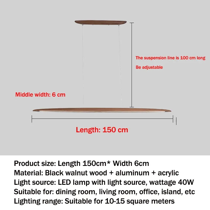 DecorBites™ Wooden Pendant Light Long Linear
