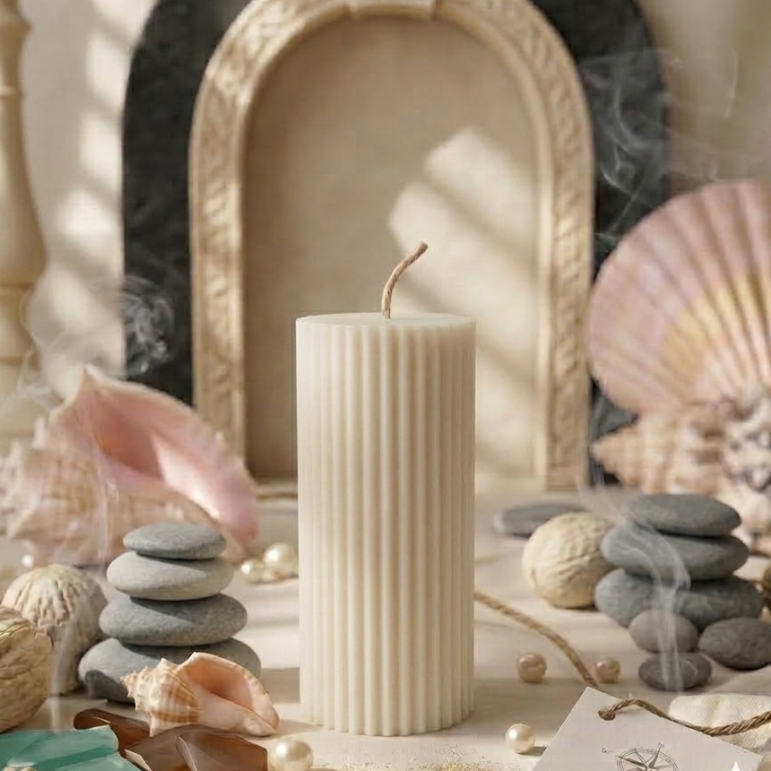 Ribbed Short Candle | Effortless Home Decor