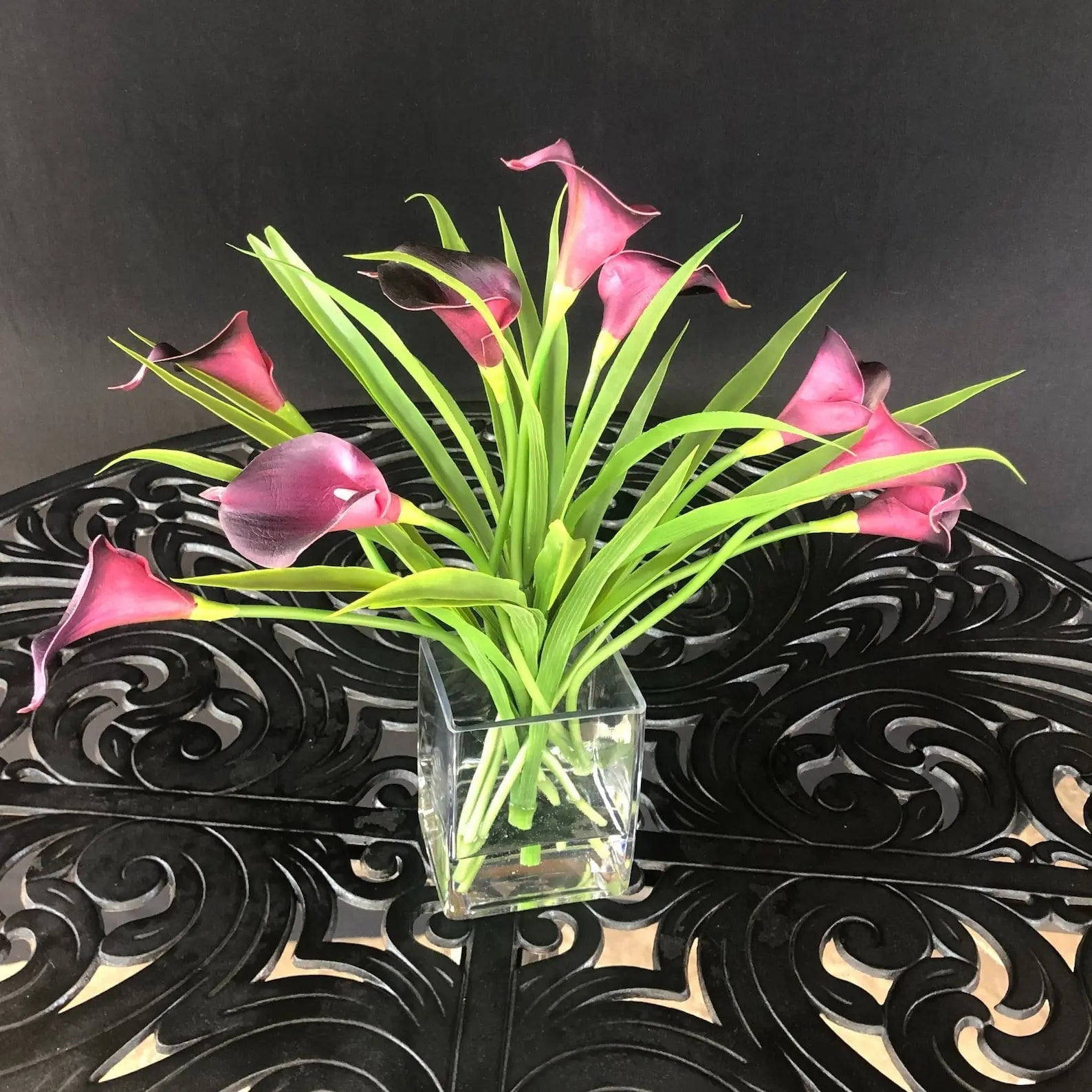 Silk Flower Arrangement Purple Calla Lilies - 15"-3