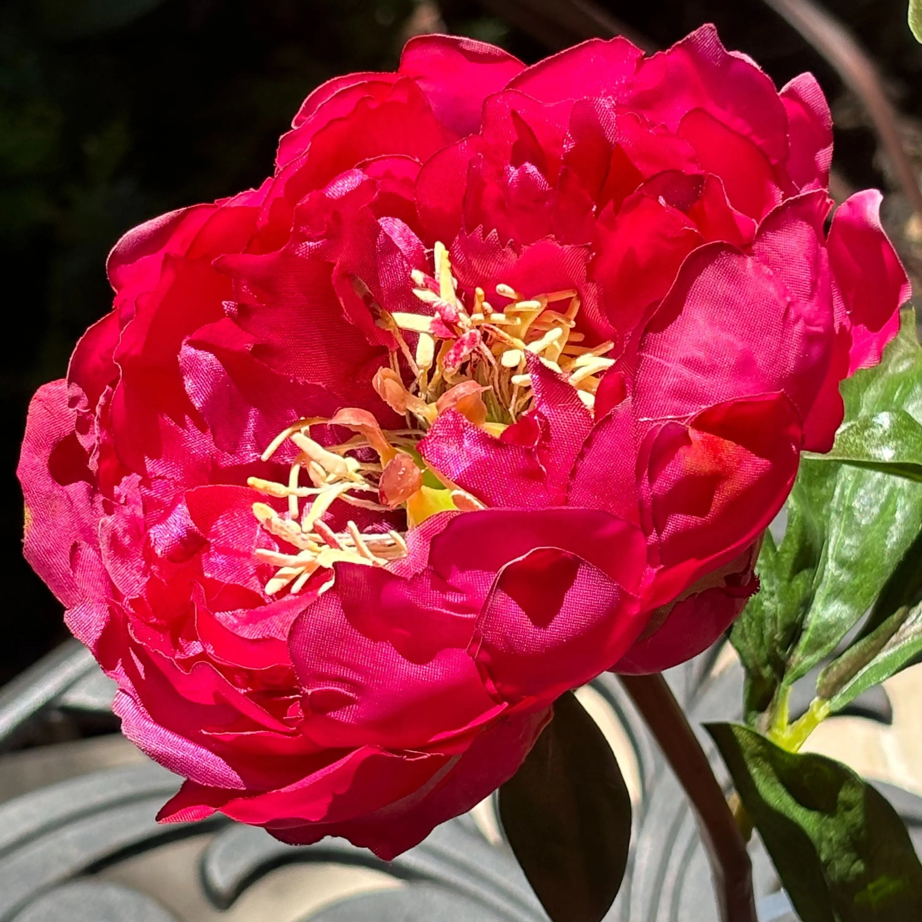 Silk Peony Flower Arrangement In Vase - 15"